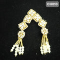 White Radha Rani Chandrika with Golden Stones & Pearls 