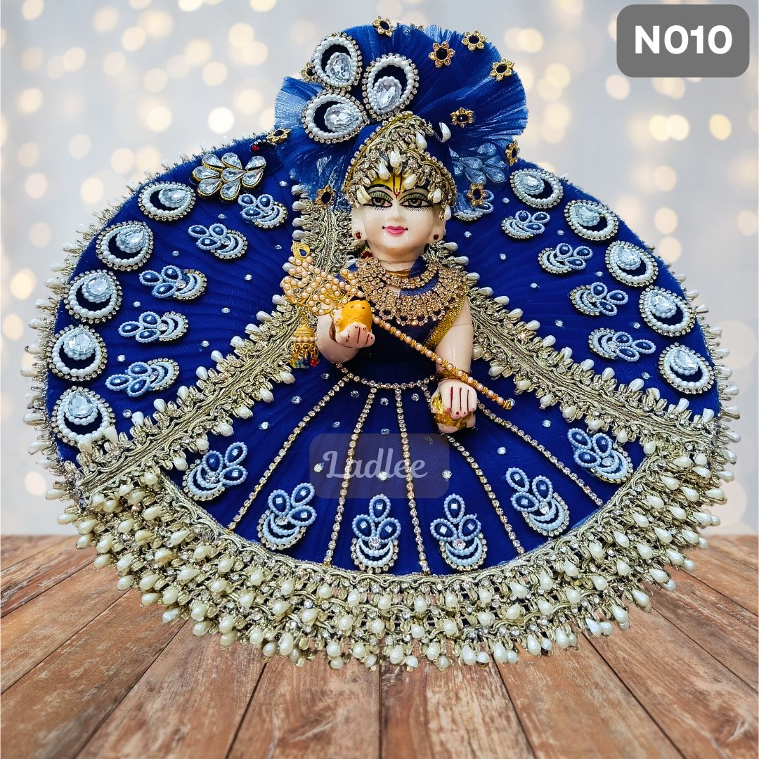 Royal  Blue Net Laddu Gopal Poshak with Matching Pagdi | N010