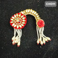 Red Radha Rani Chandrika with Golden Stones & Pearls