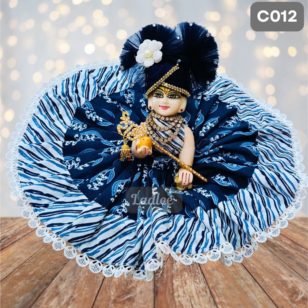 Laddu Gopal Gray Cotton Poshak with Pagdi | Handmade Thakur Ji Dress | C012