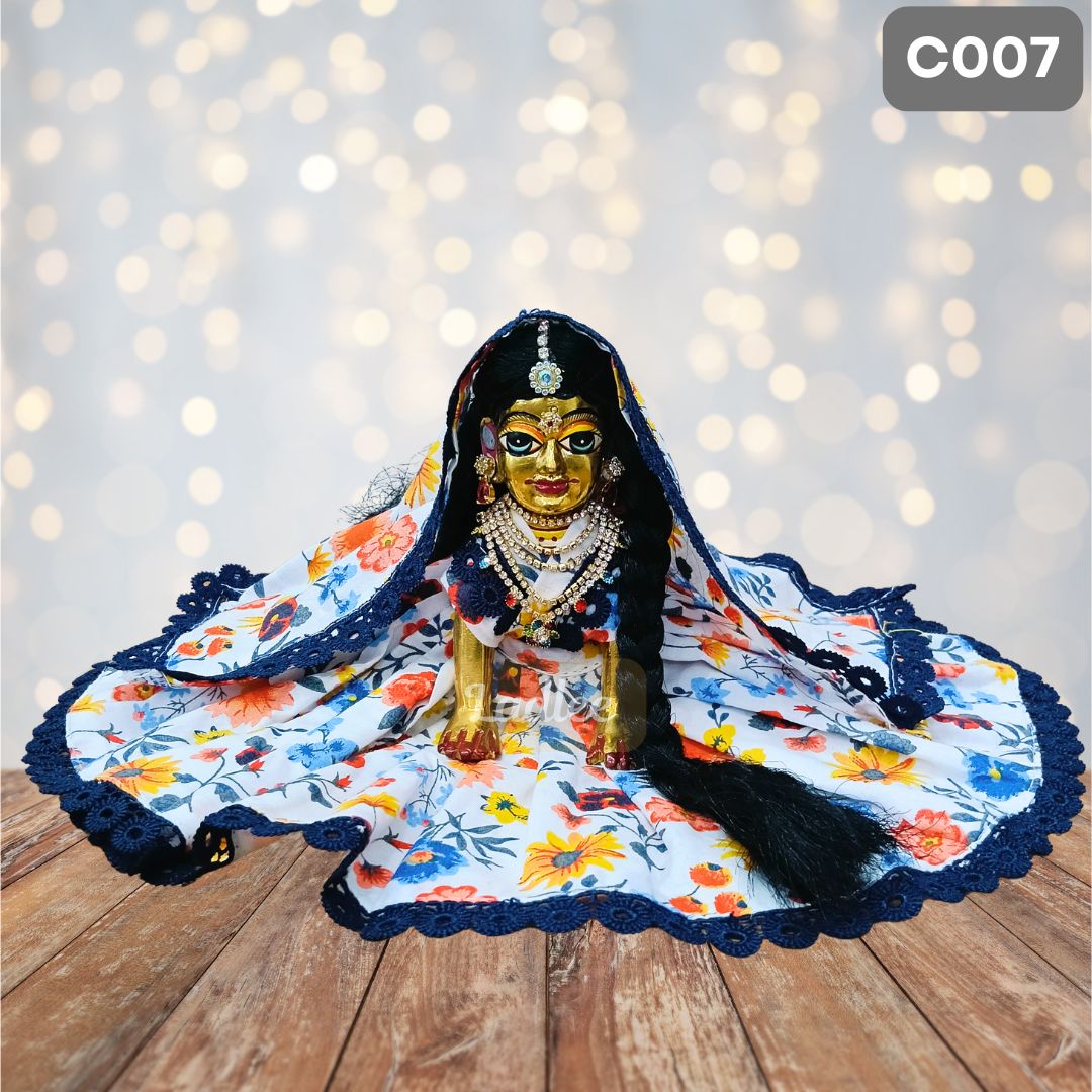 Laddu Gopal Multi Color Floral Cotton Poshak with Pagdi | Handmade Thakur Ji Dress | C007