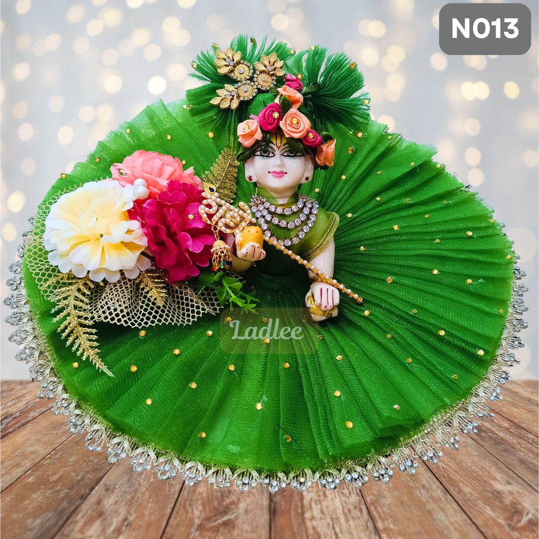 Mehndi Laddu Gopal Poshak with Matching Pagdi | N013