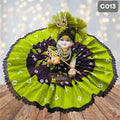Laddu Gopal Green Brown Cotton Poshak with Pagdi | Handmade Thakur Ji Dress | C013