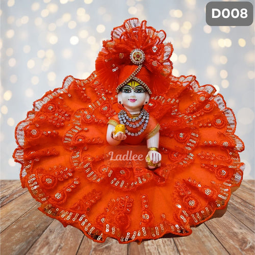 Fancy Orange Laddu Gopal Dress with Matching Pagdi | D008