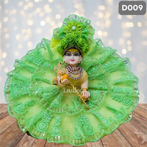 Fancy Pista Green Laddu Gopal Dress with Matching Pagdi | D009