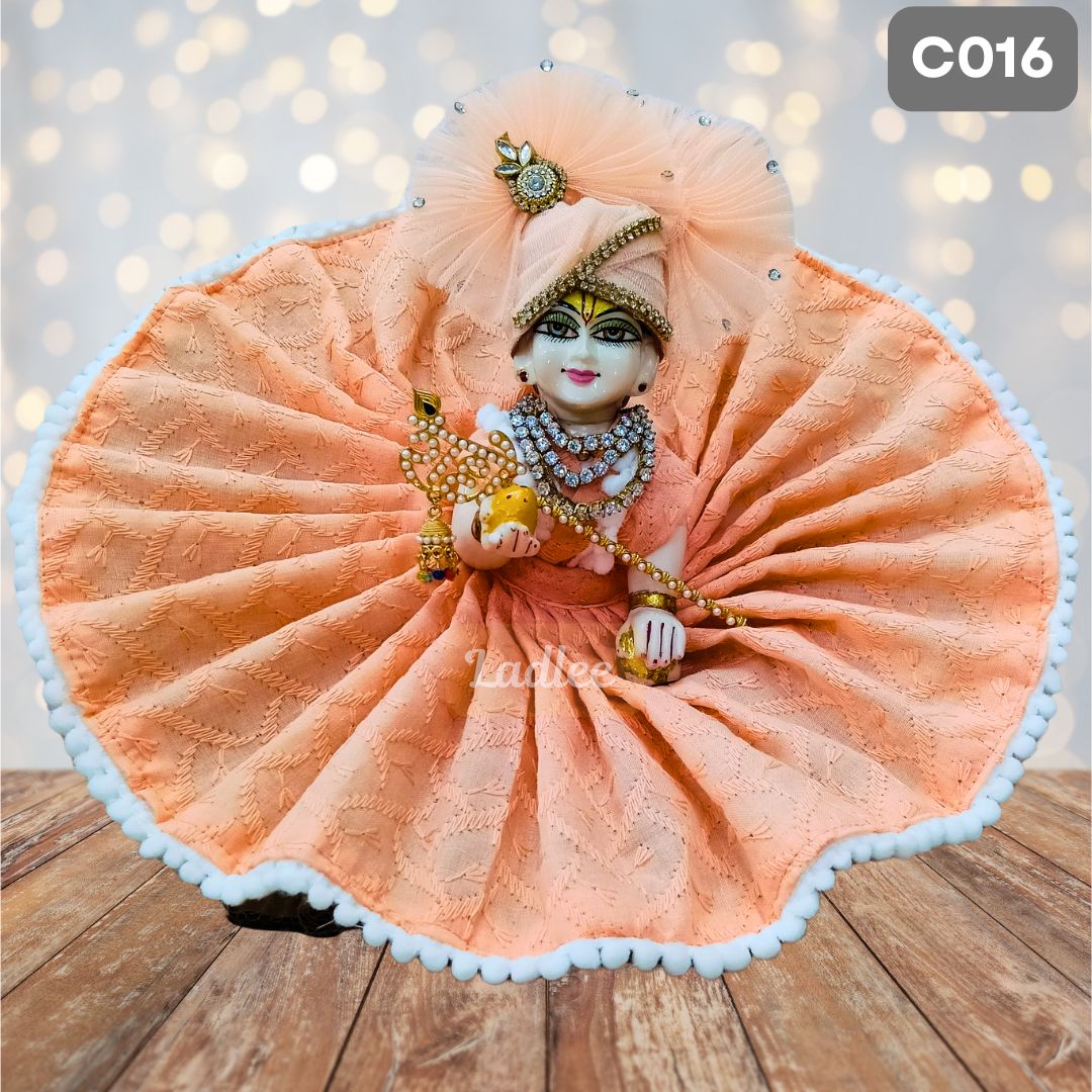 Laddu Gopal Peech chicken pure Cotton Poshak with Pagdi | C016