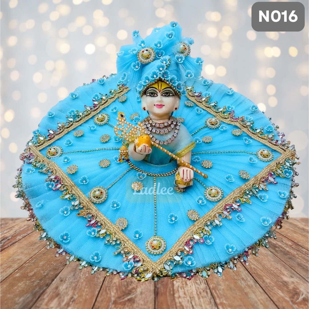 Sky Blue Laddu Gopal Poshak with Matching Pagdi | N016