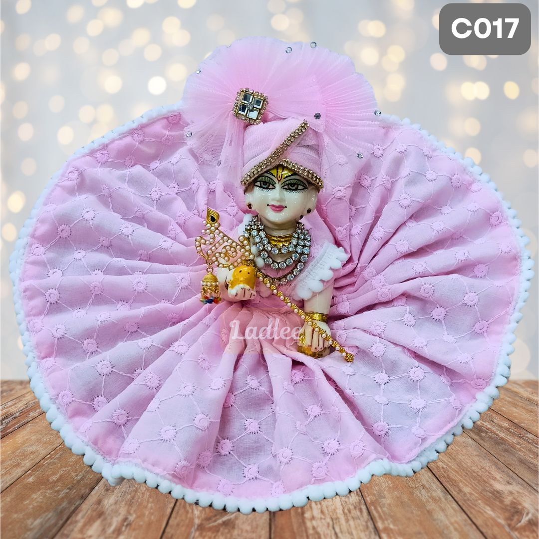 Laddu Gopal Pink chicken pure Cotton Poshak with Pagdi | C017