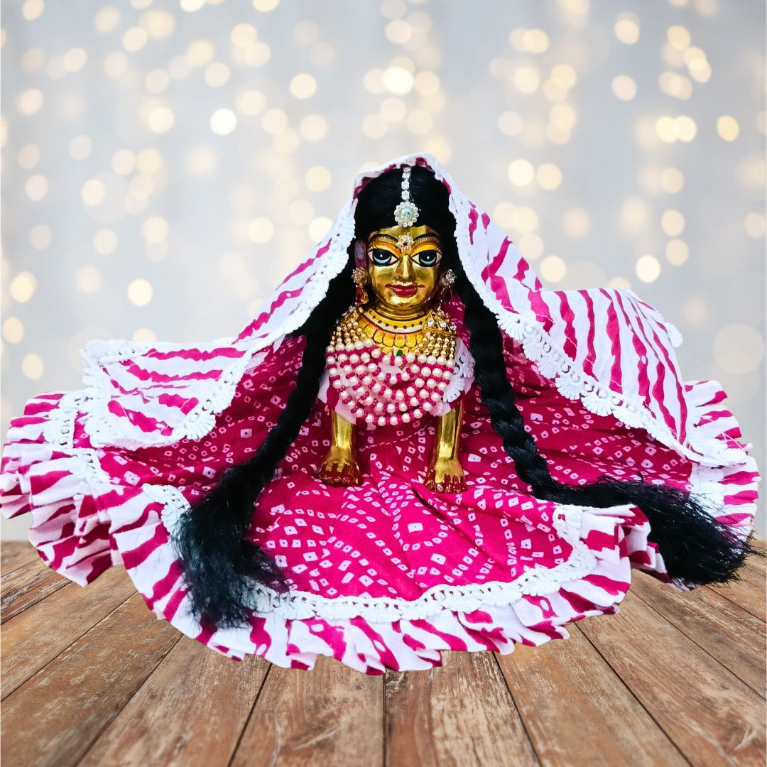Laddu Gopal Rani Pink Cotton Poshak with Pagdi | Handmade Thakur Ji Dress | C010