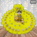 Lemon Yellow Net Laddu Gopal Poshak with Matching Pagdi | N019