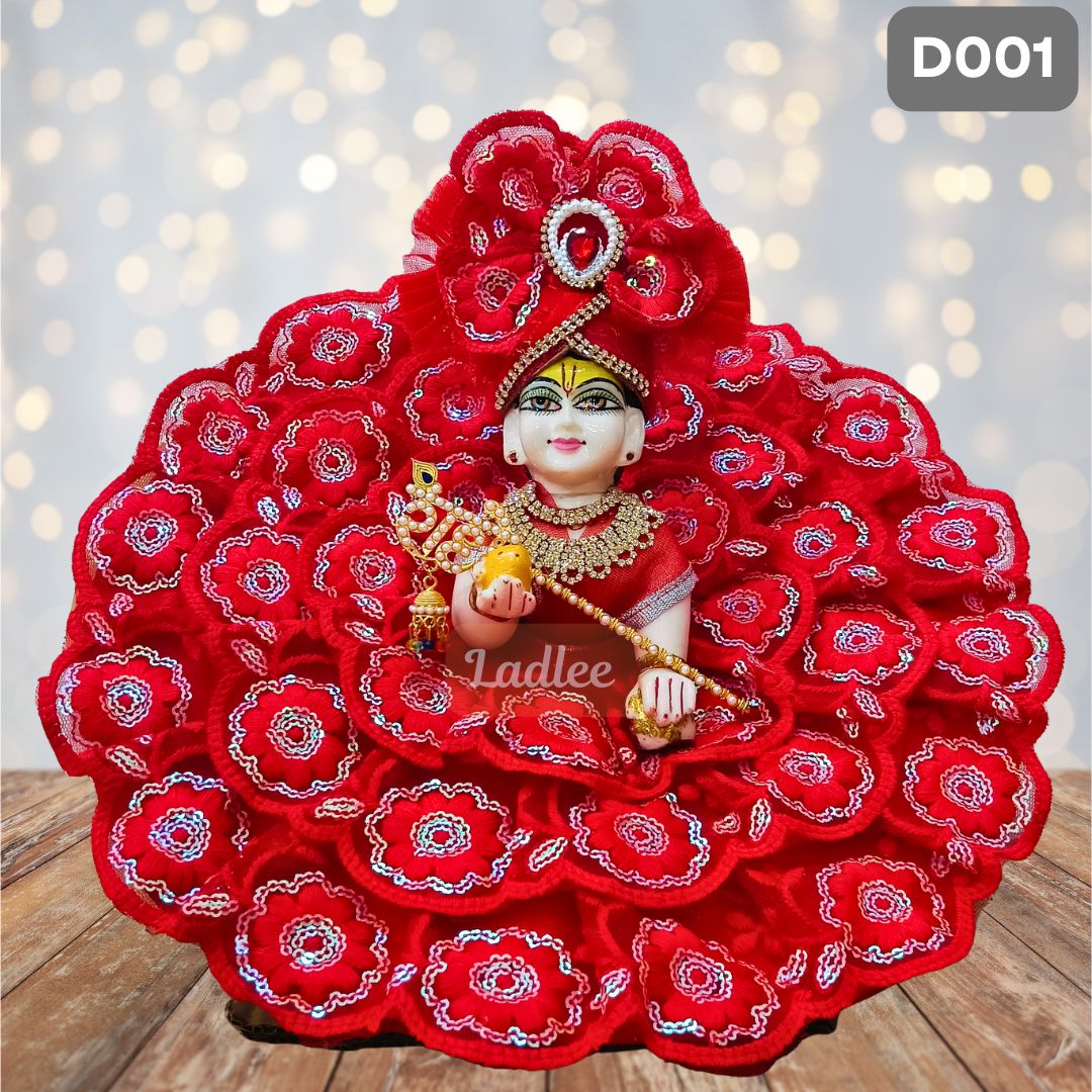 Fancy Red Laddu Gopal Dress with Matching Pagdi