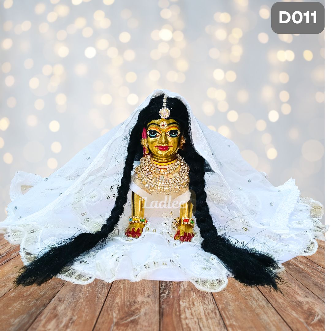 Fancy White Laddu Gopal Dress with Matching Pagdi | D011
