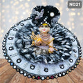  White and Black net Laddu Gopal Poshak with Matching Pagdi | N021