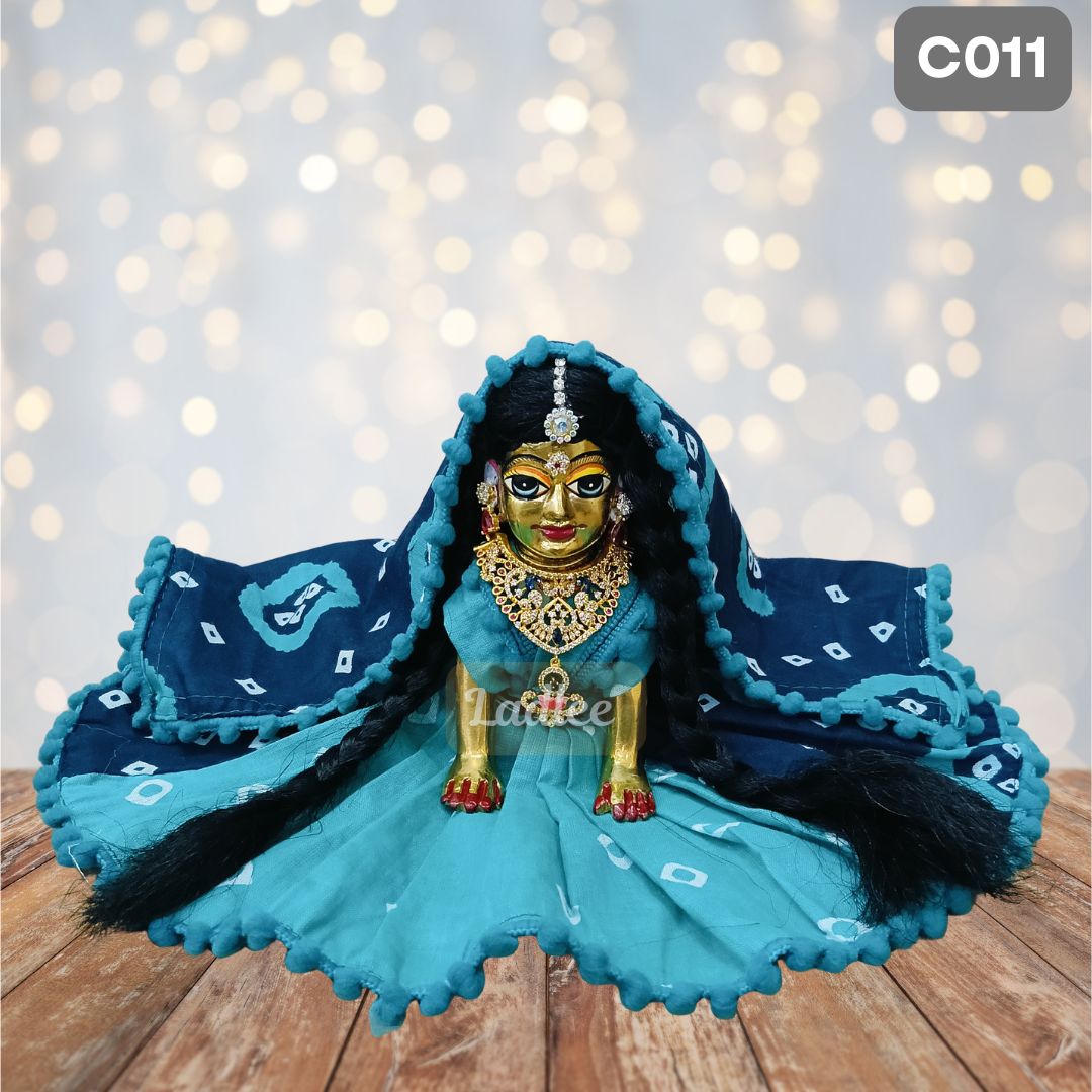 Dual Shade Blue Cotton Laddu Gopal Dress with Pagdi | Handmade Thakur Ji Dress | C011