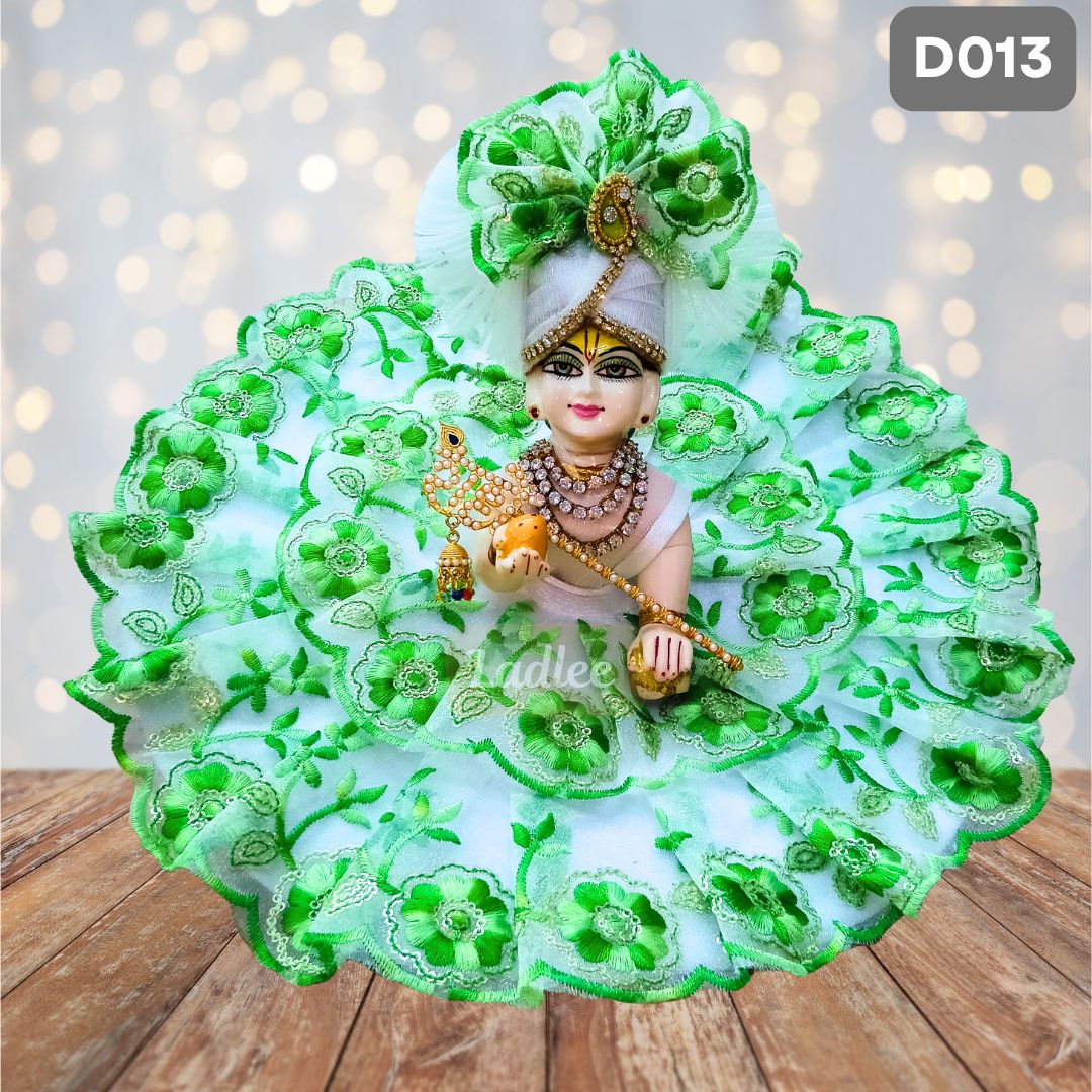 Fancy Pista Green Laddu Gopal Dress with Matching Pagdi | D013