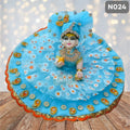 Sky Blue  and floral sky blue net Laddu Gopal Poshak with Matching Pagdi | N024