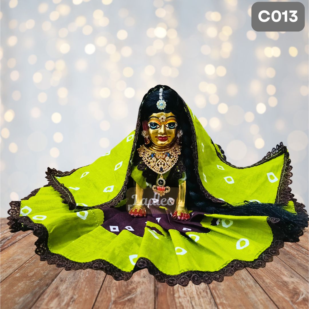 Laddu Gopal Green Brown Cotton Poshak with Pagdi | Handmade Thakur Ji Dress | C013