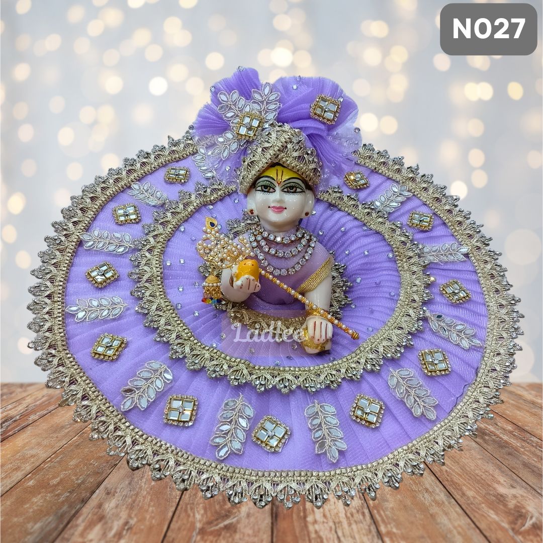 Lavender Net Laddu Gopal Poshak with Matching Pagdi | N027