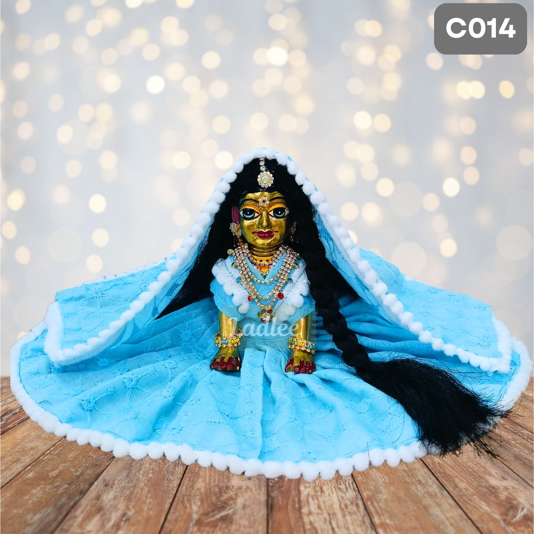 Laddu Gopal  Sky Blue chicken pure Cotton Poshak with Pagdi | C014