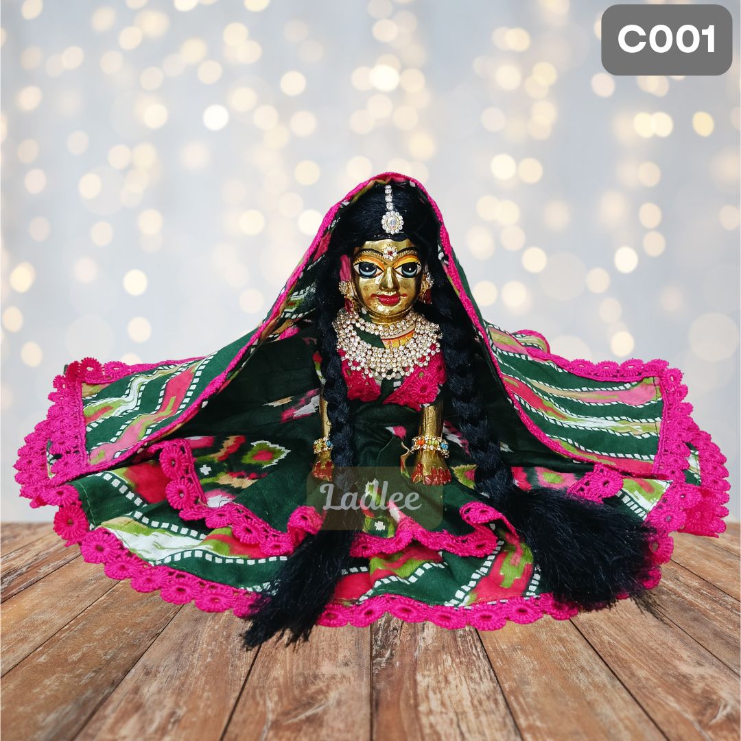Laddu Gopal Green Cotton Poshak with Pagdi | Handmade Thakur Ji Dress C001