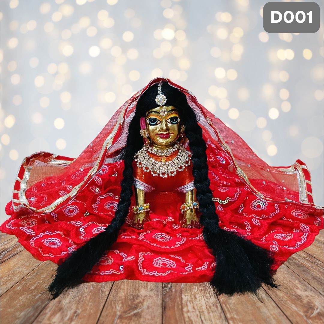 Fancy Red Laddu Gopal Dress with Matching Pagdi | D001