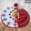 Red and White Half and Half Laddu Gopal Poshak with Matching Pagdi | N030