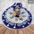 Blue  and White floral net Laddu Gopal Poshak with Matching Pagdi | N031