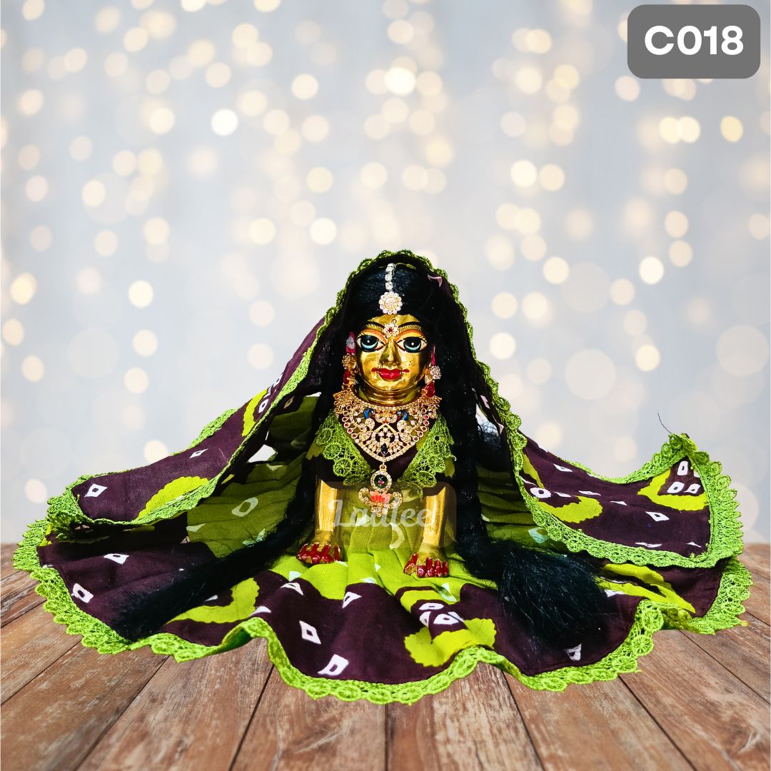 Laddu Gopal Green Brown Cotton Poshak with Pagdi | Handmade Thakur Ji Dress | C018