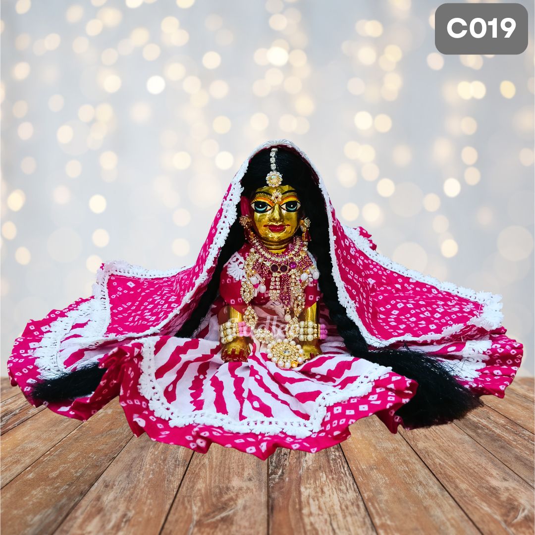Laddu Gopal Rani Pink Cotton Poshak with Pagdi | Handmade Thakur Ji Dress | C019