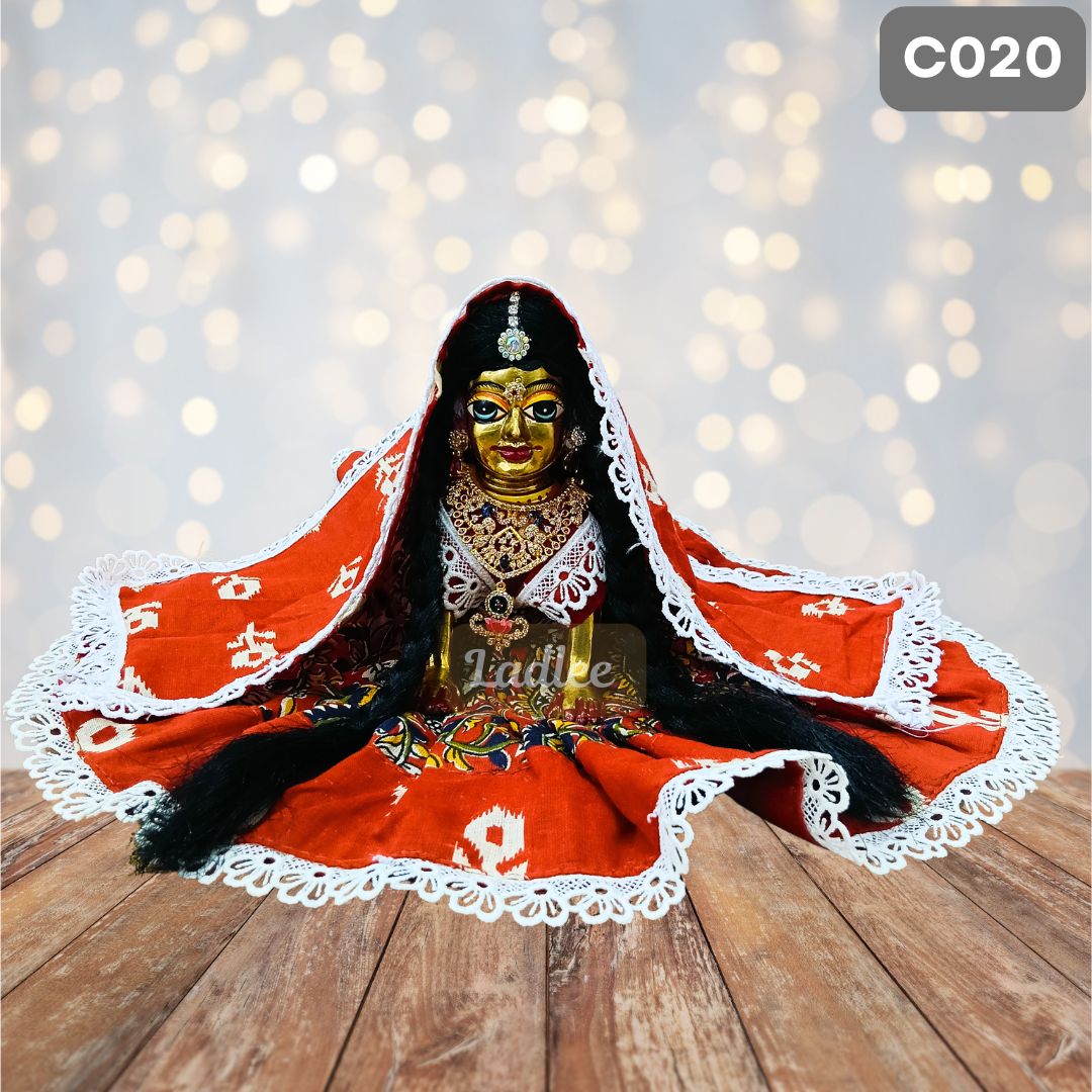 Laddu Gopal Red Cotton Poshak with Pagdi | Handmade Thakur Ji Dress | C020