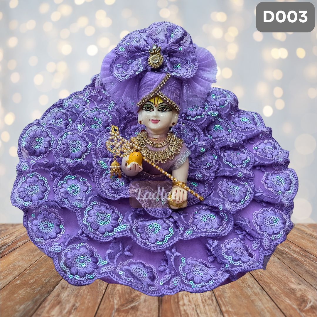 Fancy Purple Laddu Gopal Dress with Matching Pagdi | D003