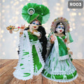 White Green Cotton Radha Krishna Dress (Jodi) with Pagdi & Dupatta 