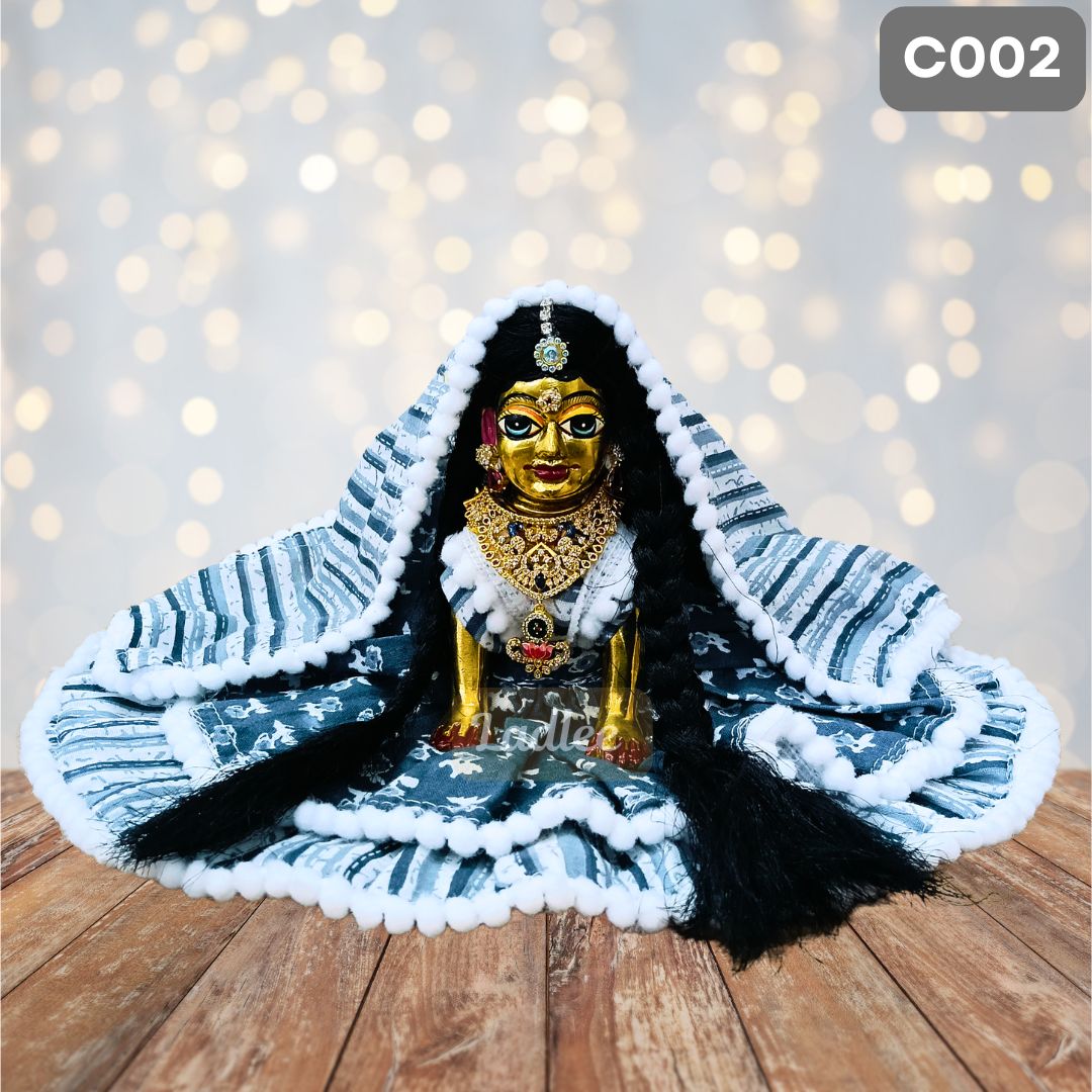 Laddu Gopal Gray Cotton Poshak with Pagdi | Handmade Thakur Ji Dress | C002