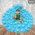 Fancy Sky Blue Floral Laddu Gopal Dress with Matching Pagdi