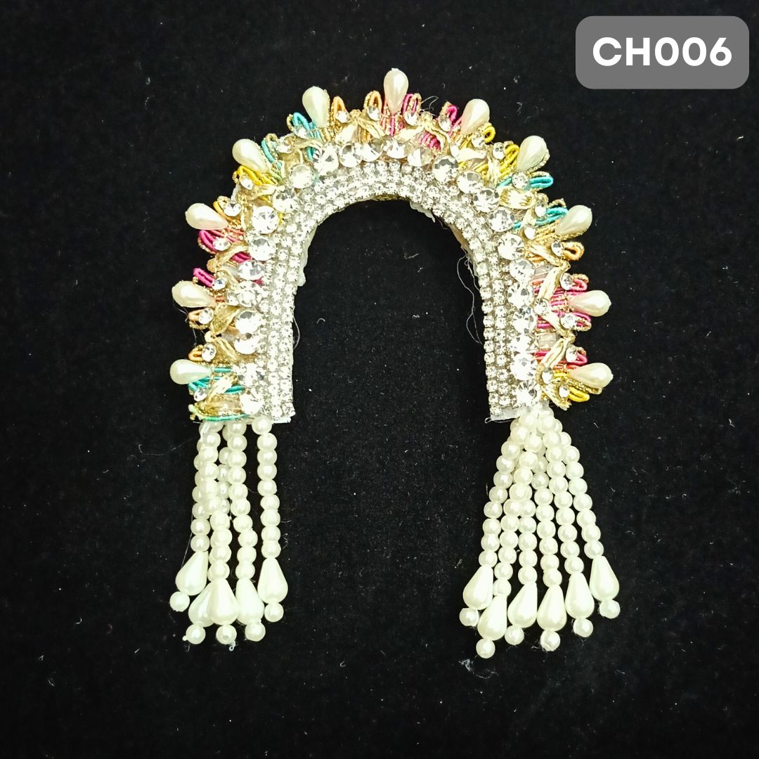 Stone Work Radha Rani Chandrika with Pearl Drops