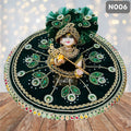 Bottle Green Net Laddu Gopal Poshak with Matching Pagdi | N006