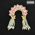 Pink Stone Radha Rani Chandrika with Golden Stones & Pearls | CH008