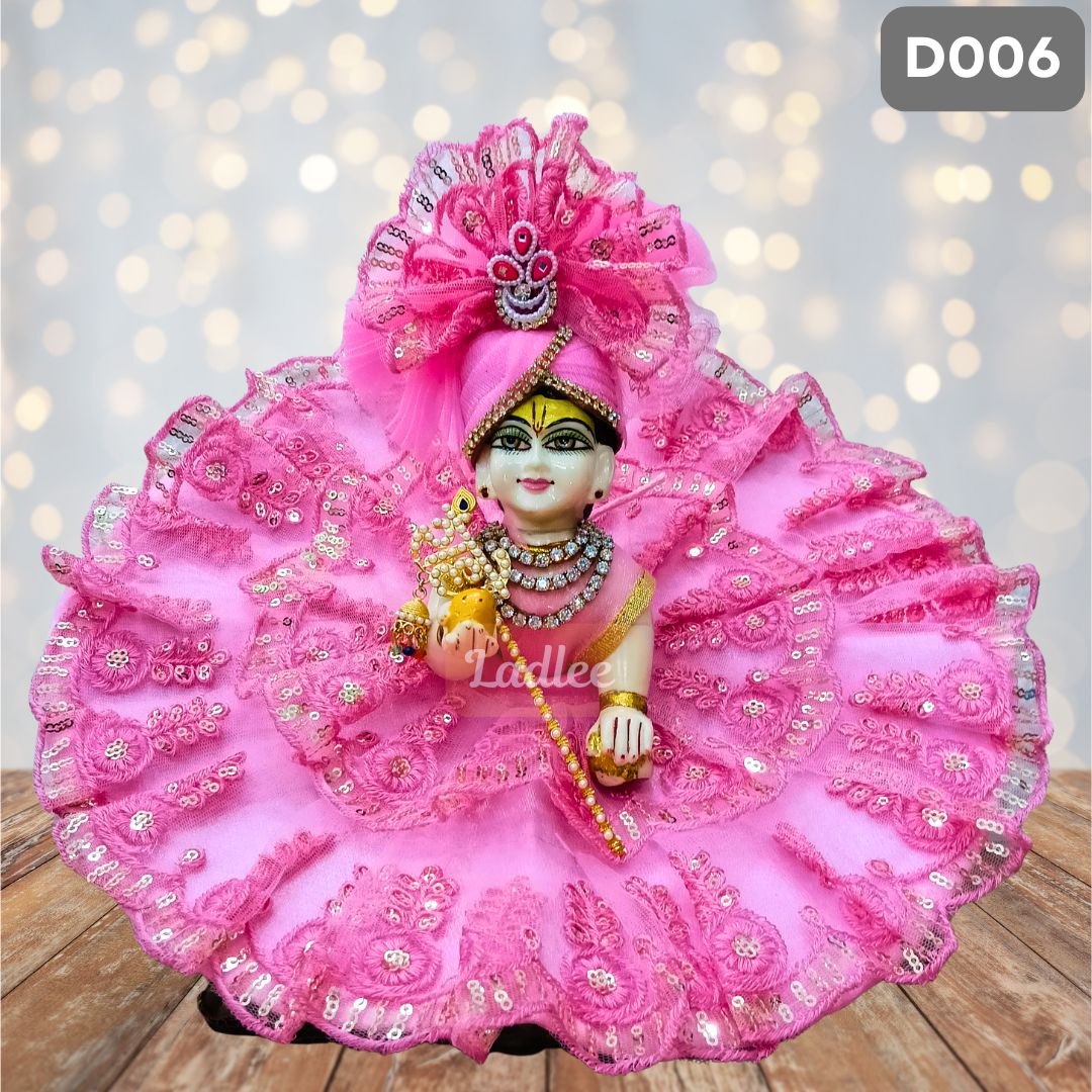 Fancy Pink Laddu Gopal Dress with Matching Pagdi | D006