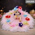 Pink Feather Design Floral Poshak for Laddu Gopal | JSDL005