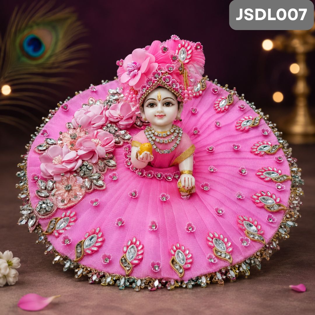 Pink Designer Poshak for Laddu Gopal | JSDL007