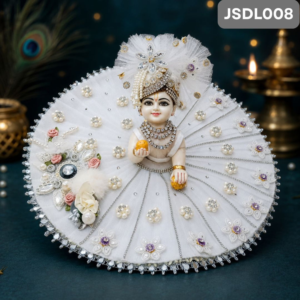 White  Poshak for Laddu Gopal with Maching  Pagdi | JSDL008