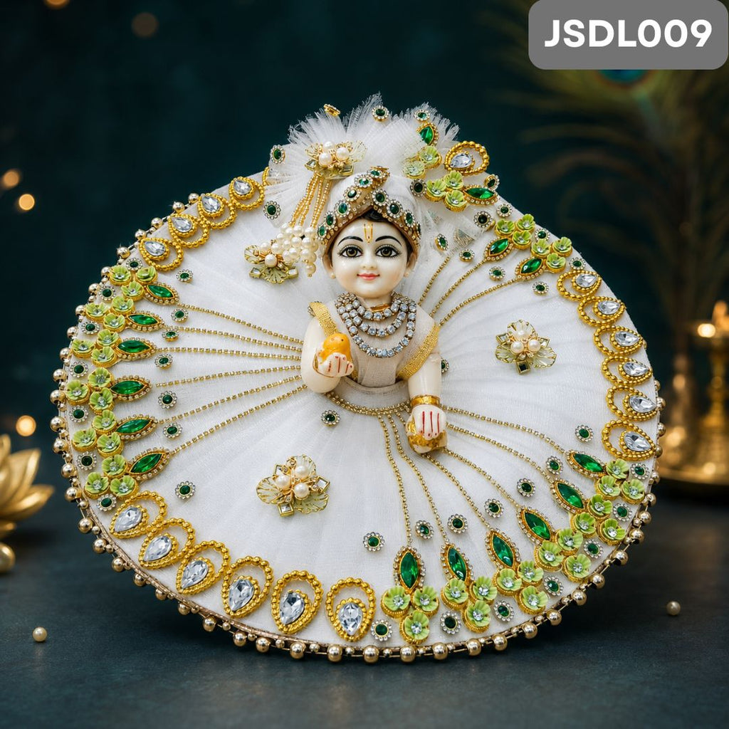 White Poshak for Laddu Gopal with Maching  Pagdi | JSDL009