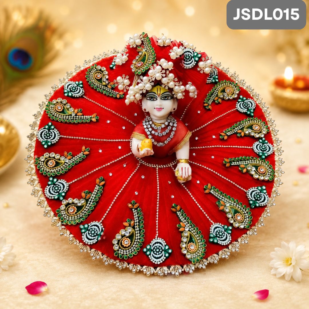 Red  Poshak for Laddu Gopal With Matching Pagdi | JSDL015
