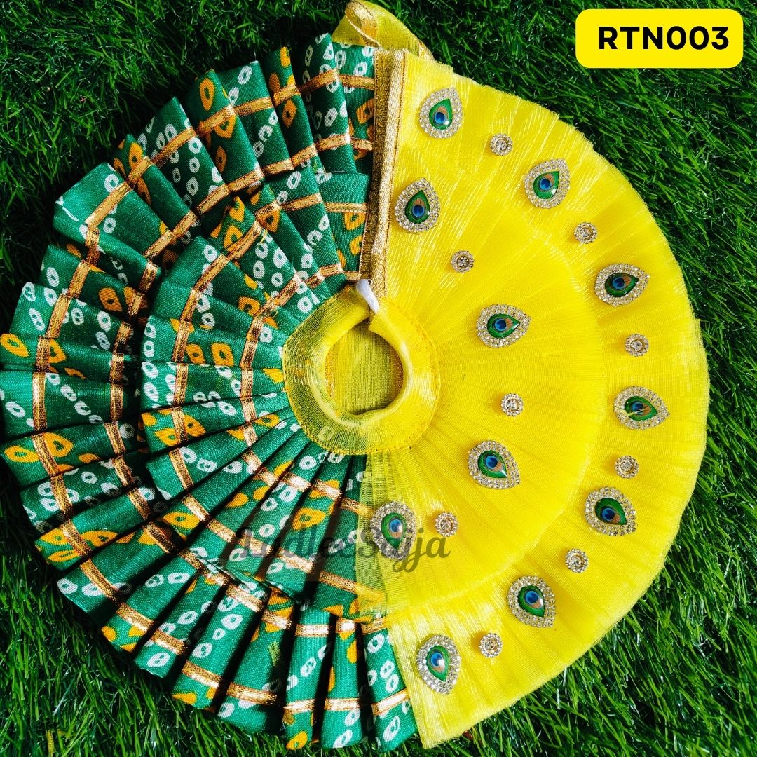 Half and half Green and Yellow Jaipuri Dress with Matching Pagdi | RTN003