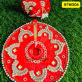 Red Laddu Gopal Dress with Matching Pagdi and Pearl Border | RTN004