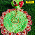 Parrot Green Laddu Gopal Dress with Red Rose and Pearl Design paired with Matching Pagdi | RTN006