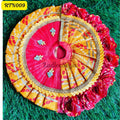 Traditional Red and Yellow Bandhani Laddu Gopal Dress with Floral Design and Matching Pagdi |RTN009