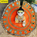 Bright Orange Laddu Gopal Dress with Mirror Work | Handcrafted Gopal Poshak | RTN034