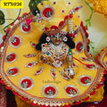 Golden Yellow Laddu Gopal Dress with Red Embellishments | Handcrafted Gopal Poshak | RTN036