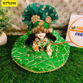 Green Stone Work Beads Floral Poshak for Laddu Gopal | RTN041